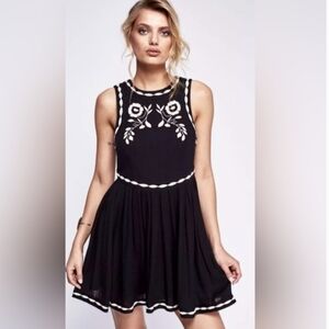 Free People Black and White Floral Mini Dress